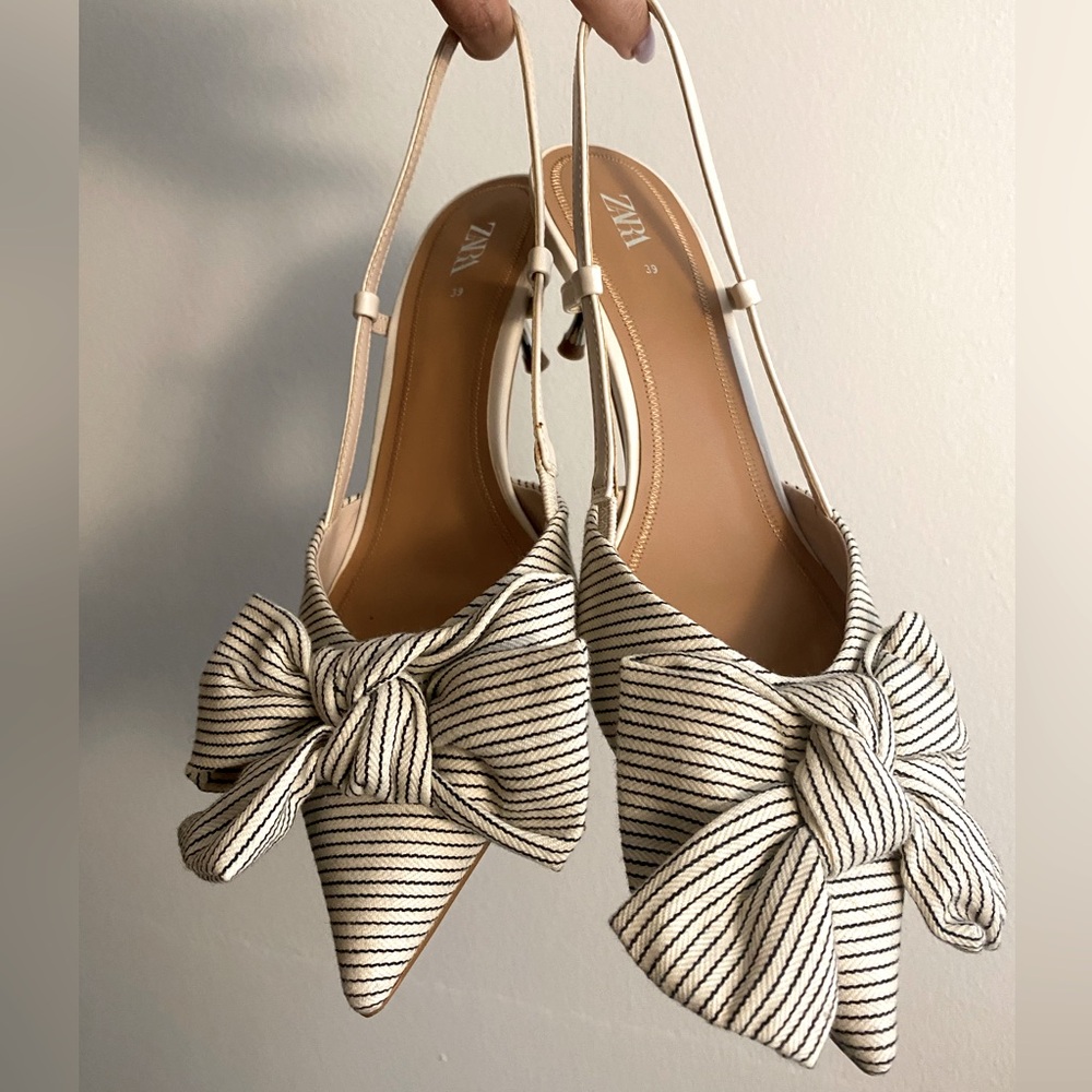 Zara Bow Kitten Heel Slingbacks